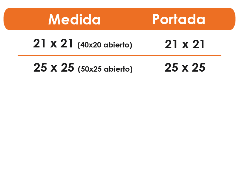 Medidas libro cubierta cristalina